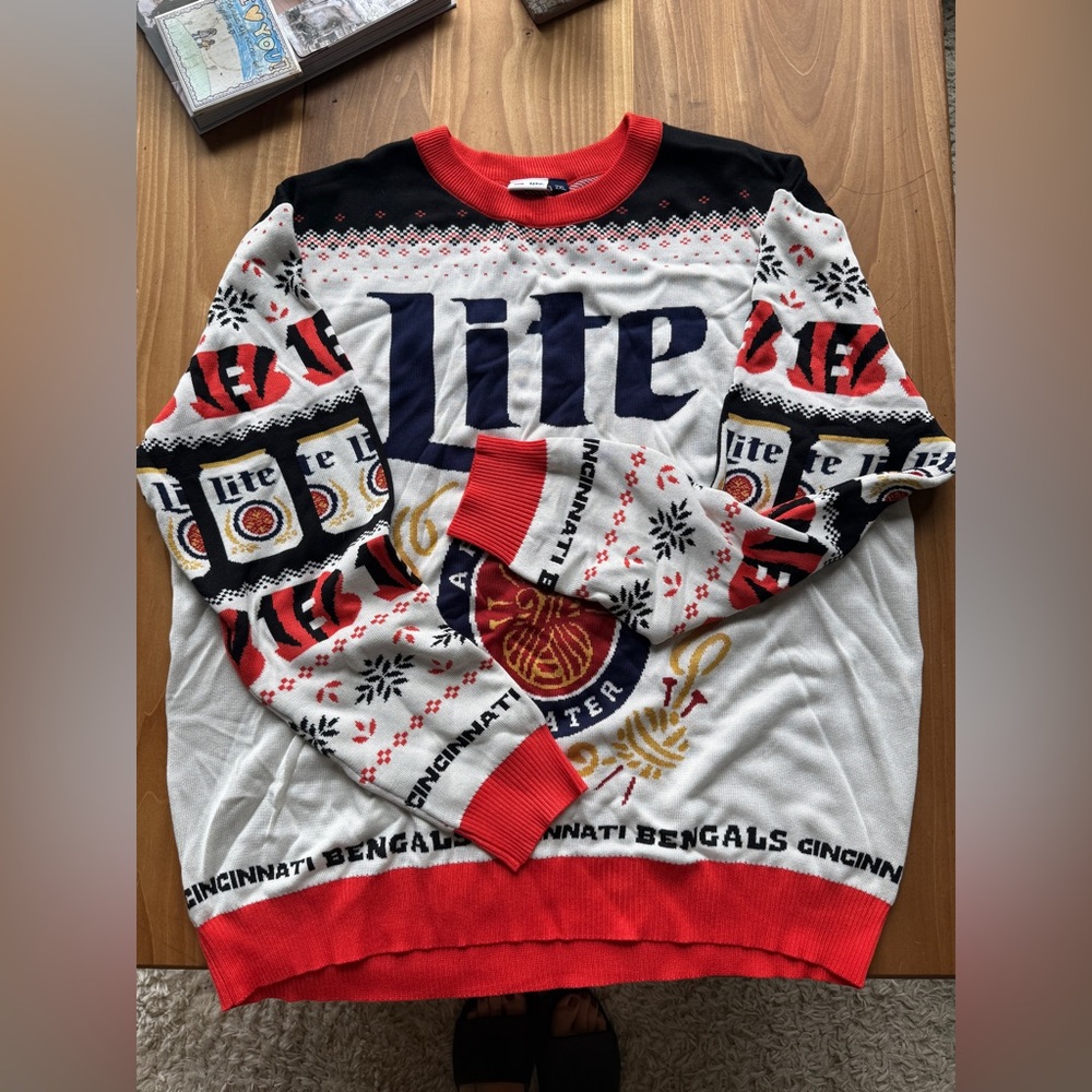 Cincinnati Bengals x Miller Lite Ugly Holiday Sweater BRAND NEW